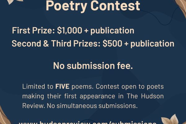 The Frederick Morgan Poetry Contest by The Hudson Assessment ($2000 + Publication)